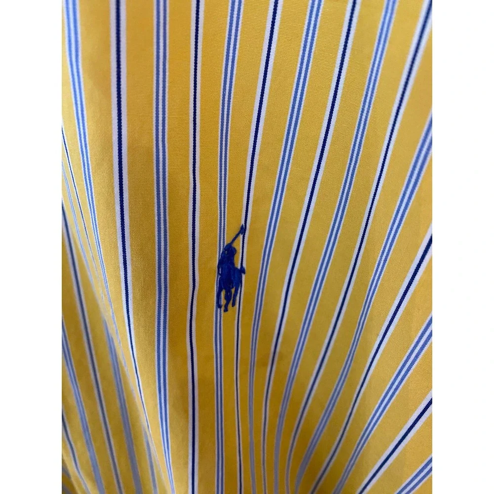 Polo Ralph Lauren Button Down Mens 3XLT Yellow Striped Classic Fit Long Sleeve - Picture 2 of 4
